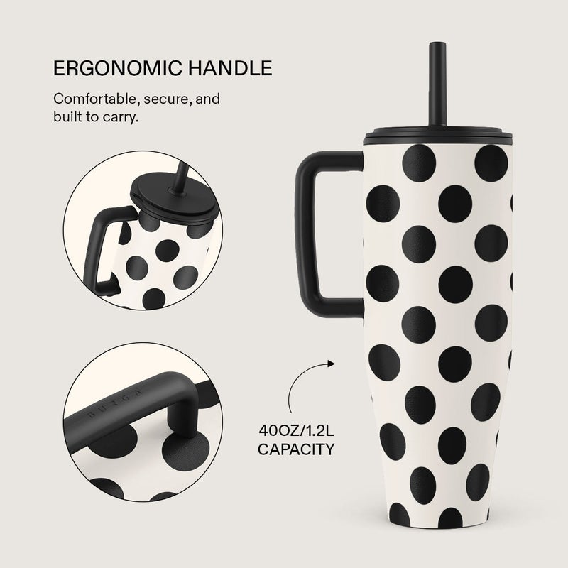 Burga 40oz (1.2L) Insulated Stainless Steel Tumbler with Handle & Leakproof Straw Lid – Double Wall Vacuum Travel Mug, Keeps Drinks Hot up to 12 Hours & Cold All Day, Cup Holder Friendly Reusable Bottle Spoiled - Image 2